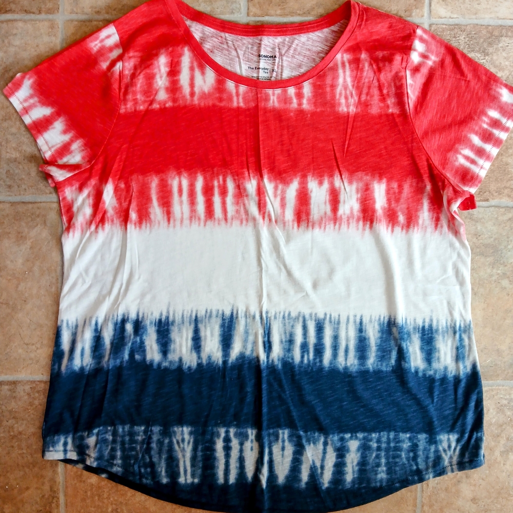 Sonoma Red and White Relaxed Short Sleeve Tee